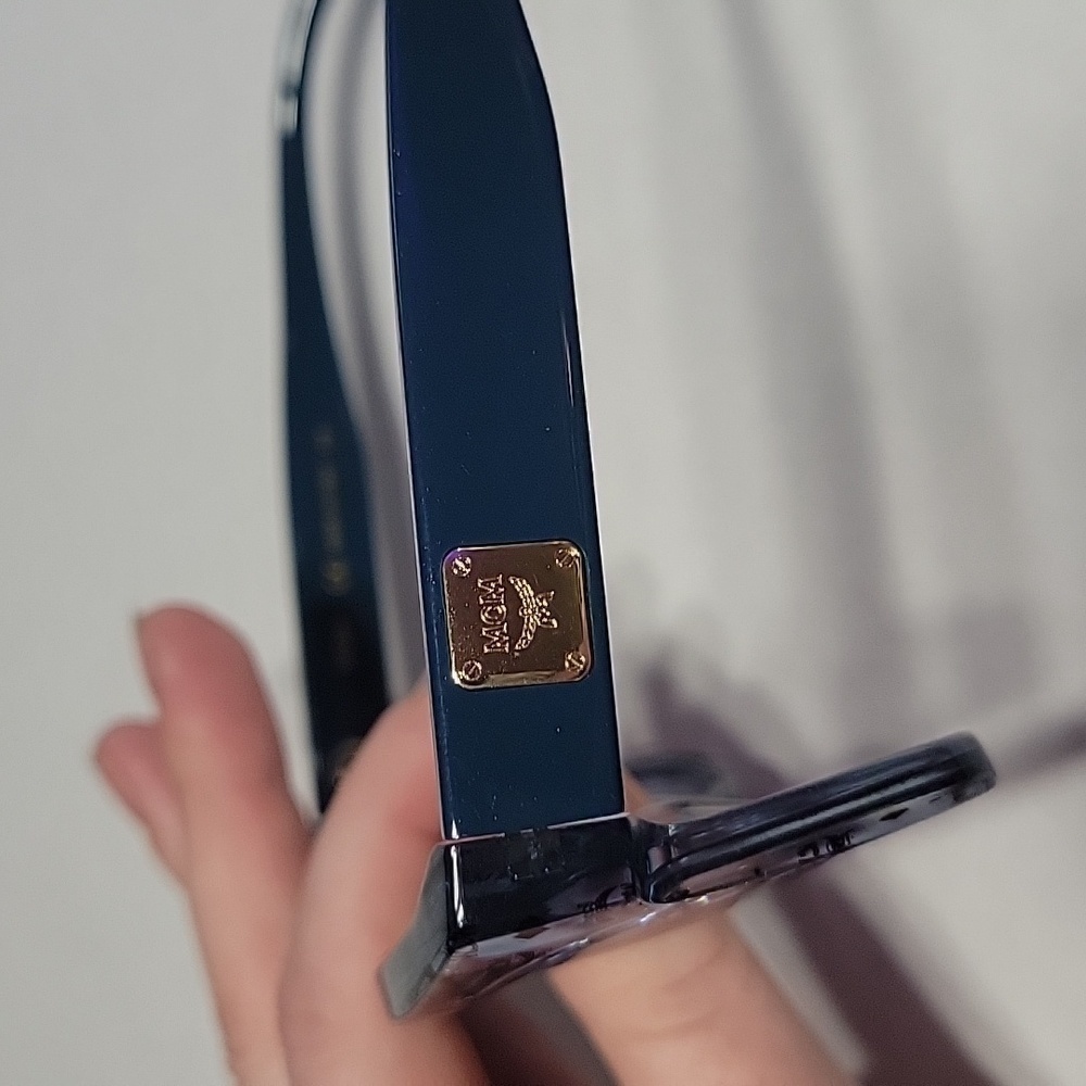 MCM! Blue Transparent Clear Monogram Visetos Wayfarer Sunglasses - Picture 4 of 9